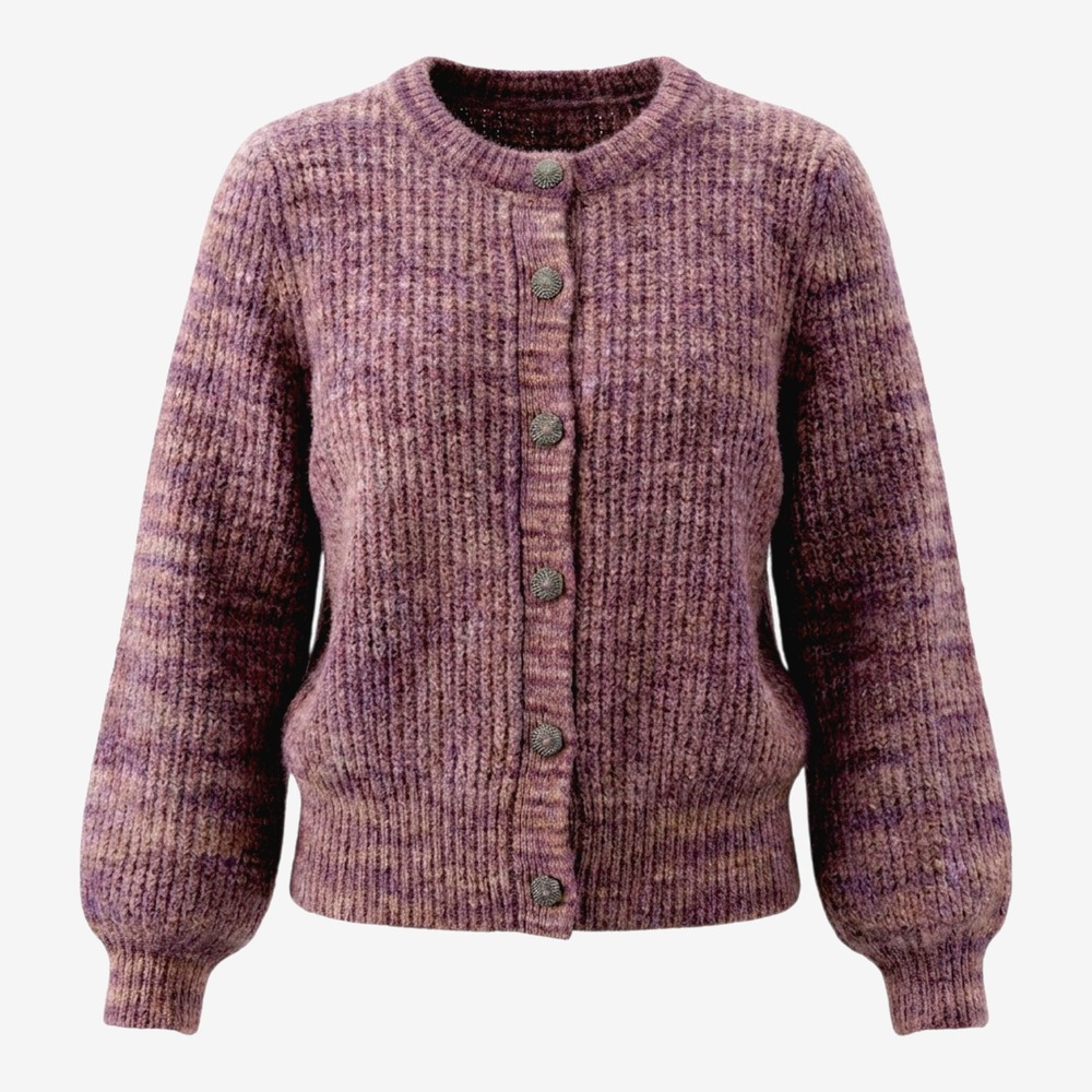 Who What Wear Purple Wool Blend Balloon Sleeve Cardigan L Button Front